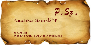 Paschka Szeráf névjegykártya